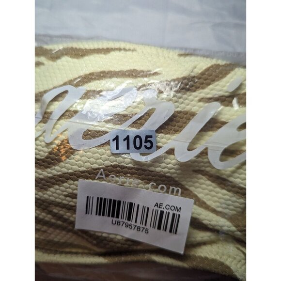 AERIE ZEBRA STRIPED BIKINI SMALL CREAM BROWN TAN BANDEAU KEYHOLE GOLDEN HALTER - Picture 12 of 13